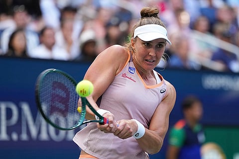 US Open Tennis: Beatriz Haddad Maia, of Brazil, returns a shot during a match against Caroline Wozniacki, of Denmark